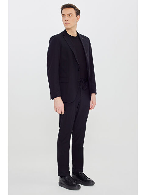 Altınyıldız Classics Erkek Siyah 360 Her Yöne Esneyen Slim Fit Dar Kesim Mono Yaka Beli Bağlamalı Takım Elbise - S000529719-19351