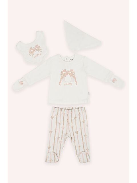 Panço Yenidoğan Desenli Ekru 5'li Hastane Çıkışı Seti - S000524722-19965