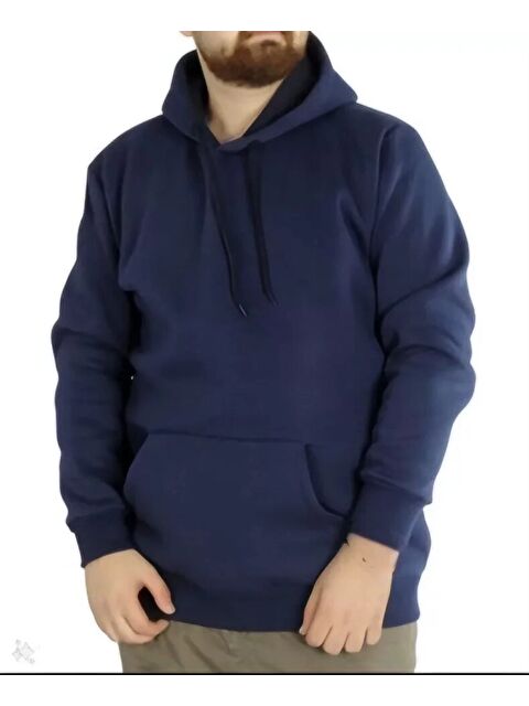 Jane's Erkek Uzun Kol Kapüşonlu Basic Sweatshirt Hoodie - Lacivert