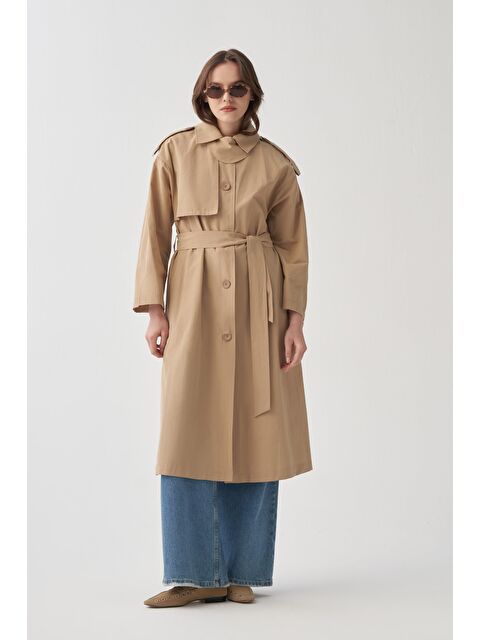 ALLDAY Bej-Yaka Apoletli Trençkot