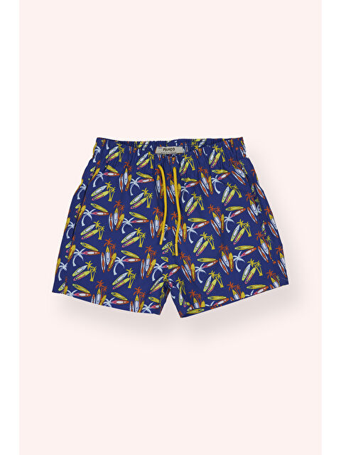 Panço Erkek Çocuk Sörf Tahtası Desenli Mavi Deniz Şortu - S000524723-17234