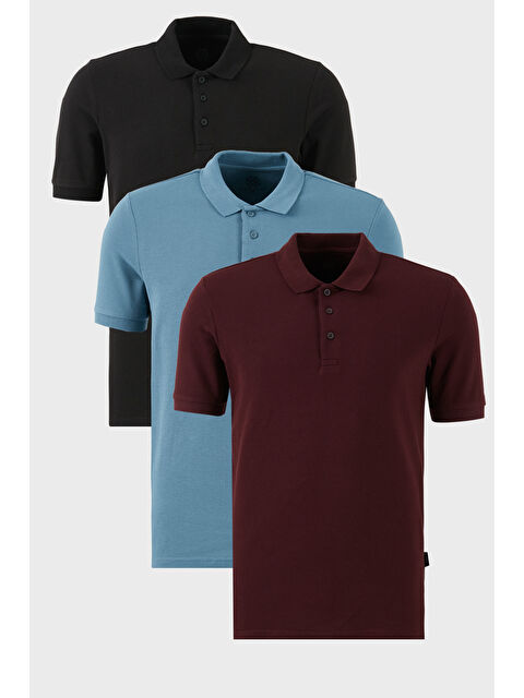 Buratti Pamuklu Regular Fit Düğmeli Polo Yaka 3'lü Paket T Shirt 5902127S3 - S000387113-37330