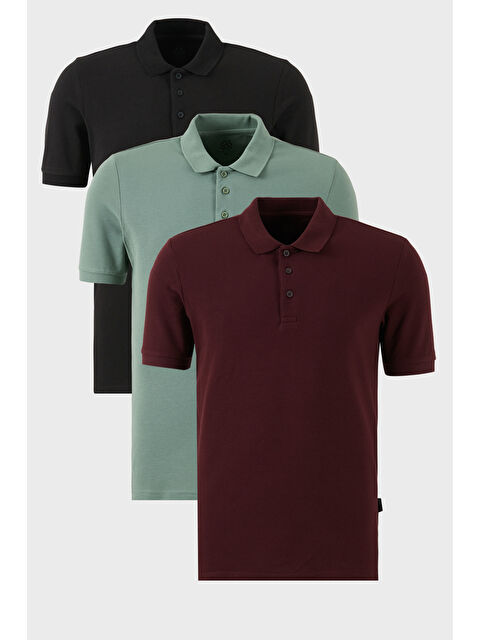 Buratti Pamuklu Regular Fit Düğmeli Polo Yaka 3'lü Paket T Shirt 5902127S3 - S000387113-37304