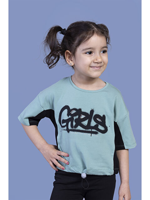 Toontoykids Kız Çocuk Garni Detaylı Baskılı Tişört