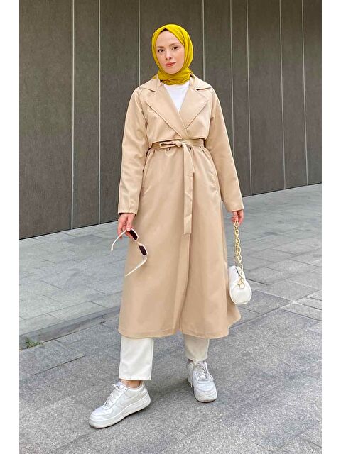 Lamelif Hector Çentik Yakalı Trençkot Kum Beji - S000518507-29738