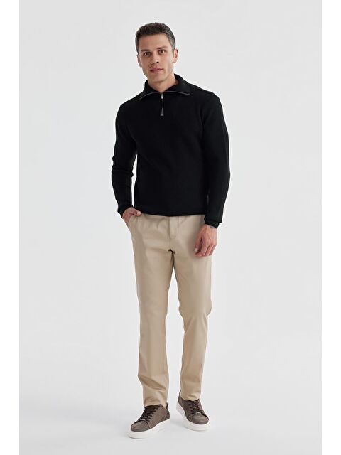 JAKAMEN Siyah Slim Fit Yünlü Fermuarlı Yaka Triko - S000495765-19351