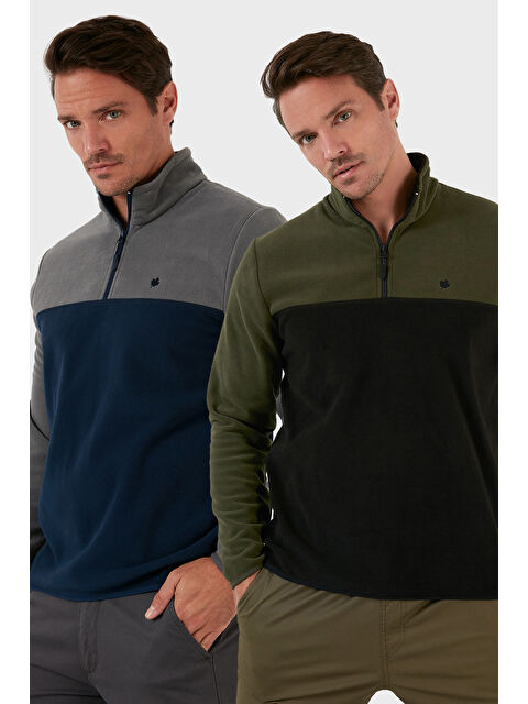 Buratti Regular Fit Anti-Pilling Tüylenme Yapmayan Dik Yaka Şardonlu 2'li Paket Polar 5906016S2 - S000452337-37579