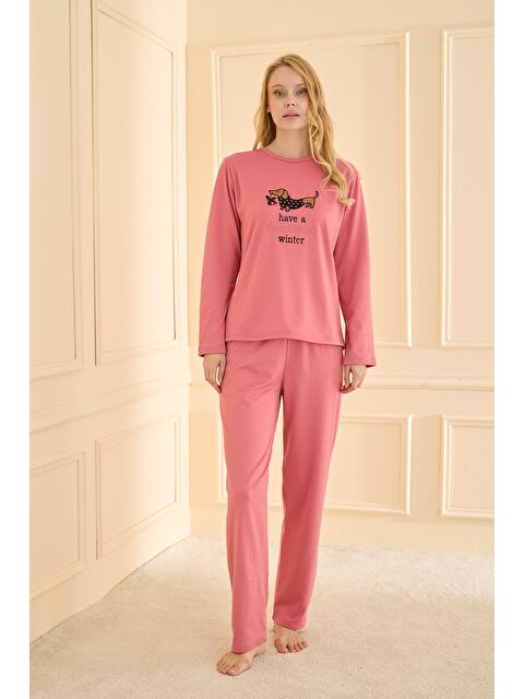 Kompedan Kadın Sandy Genç Bisiklet Yaka Pijama Takım | Pudra 19104-2211 - S000465543-7152