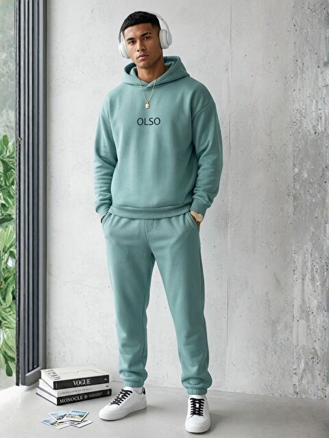 Trendseninle Erkek Yeşil Olso Baskılı Alt Üst Eşofman Takım - S000531525-20054