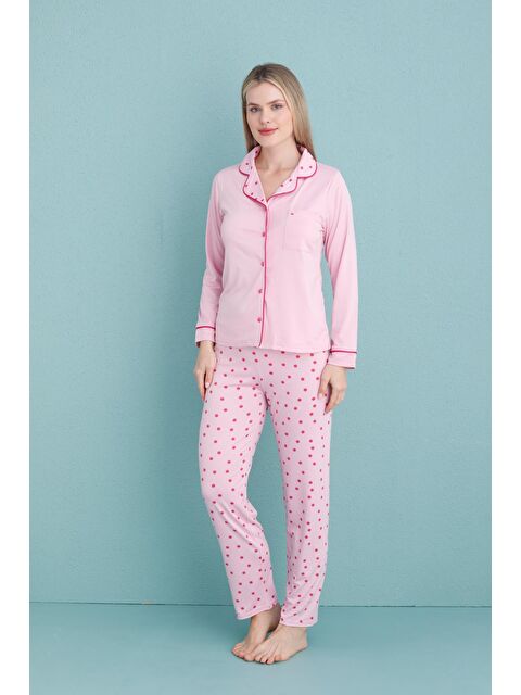 Kompedan Kadın Milan Genç Önden Düğmeli Pijama Takımı | Pembe 50904-658 - S000465550-20024