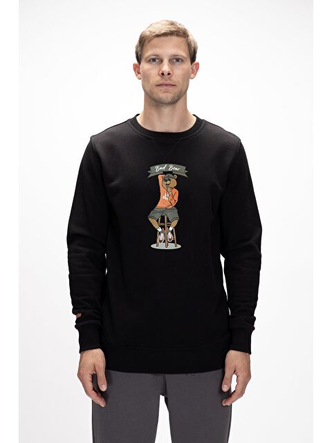 Bad Bear Acme Si̇yah  Erkek Baskılı Sweatshirt - S000439351-19351