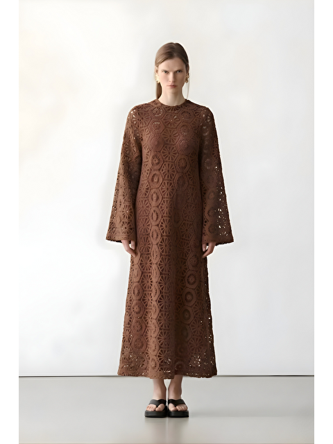Mevra ARİA | Dantel Elbise Kahve
