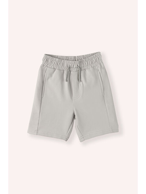 Panço Erkek Çocuk Beli Lastikli Örme Şort Gri - S000419766-20600