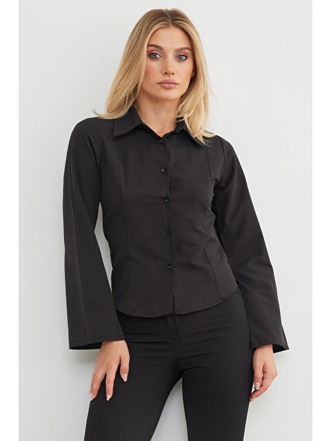 Fullamoda İspanyol Kol Terikoton Kumaş Kuplu Gömlek - S000455057-19351