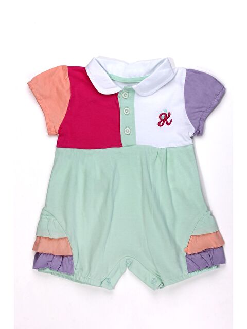 Kidex's Kız Bebek Renkli Polo Yaka Tulum Yazlık Pamuk Bebek Tulum Şort Tulum