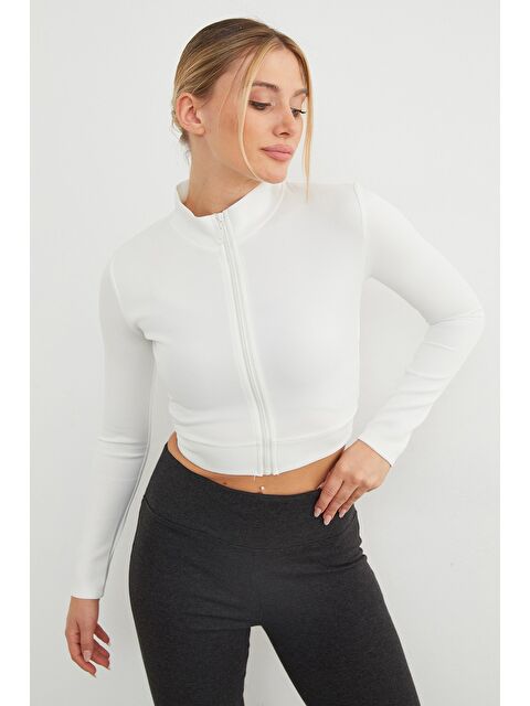 Fullamoda Dik Yaka Fermuarlı Dalgıç Kumaş Spor Ceket - S000450112-20063