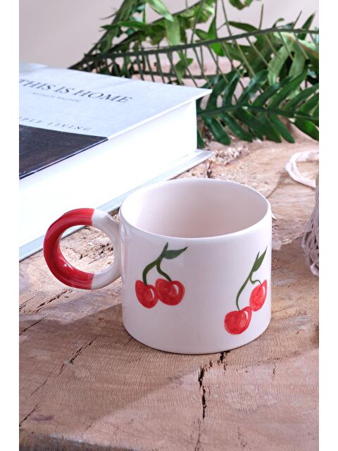 Znp Home Strawberry | El Yapımı Seramik Kupa Fincan Bardak Mug Seramik Double Türk Kahve Fincanı - S000151306-20063