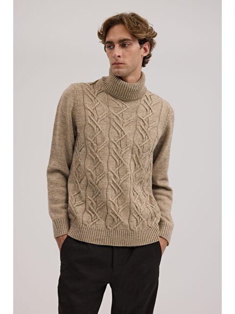 JAKAMEN Vizon Slim Fit Tam Balıkçı Yaka Triko Kazak - S000495773-26429