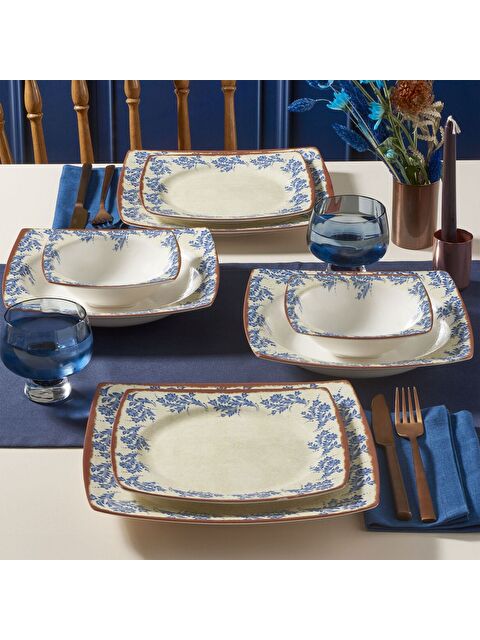 GÜRAL PORSELEN Carolıne 24 Parça 6 Kişilik Yemek Takımı - 1573 - S000274445-23173