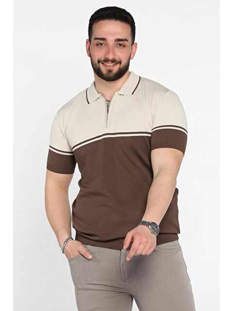 Mishar İtalia Erkek Polo Yaka Yarım Fermuarlı Triko Tişört - S000361309-19928