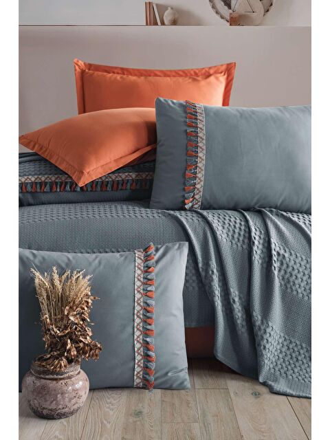 Clasy Butik Tek Kişilik Püsküllü Pike Takımı Bohamline  Gri - S000192233-20600