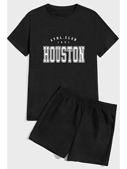 uyguntarz Houston Baskı Şort %100 Pamuk Takım - S000244121-19351