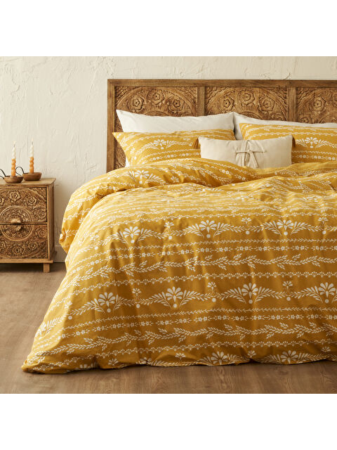 Bella Maison %100 Pamuk Ranforce Blessing Çift Kişilik Nevresim Seti Hardal (200x220 cm) - S000374284-20074