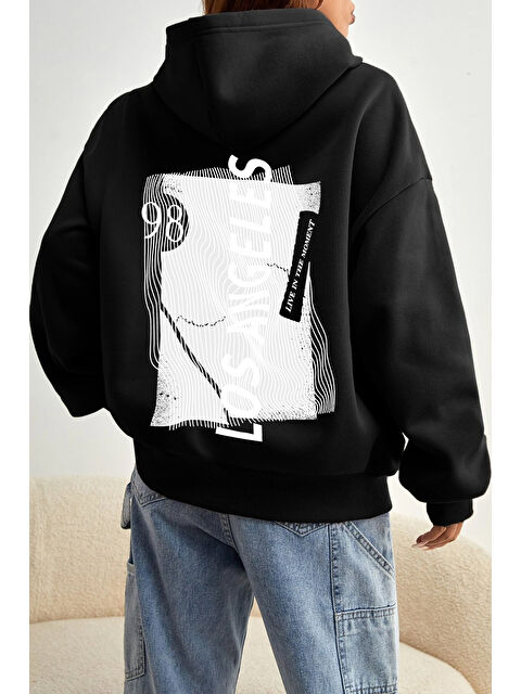 uyguntarz Unisex Oversize Live in The Moment Baskılı Sweatshirt - S000268158-19351