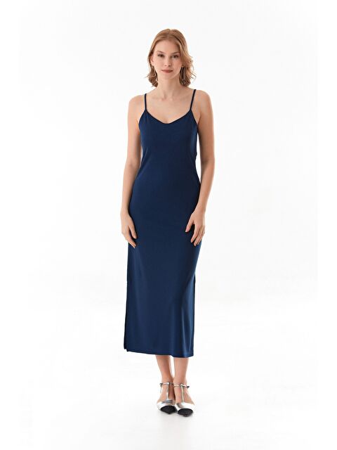 Fullamoda Basic Yırtmaçlı Askılı Modal Elbise - S000380982-21164