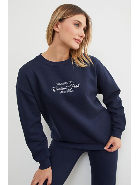 Fullamoda 3 İplik Manhattan Baskılı Bisiklet Yaka Sweatshirt - S000443587-21164