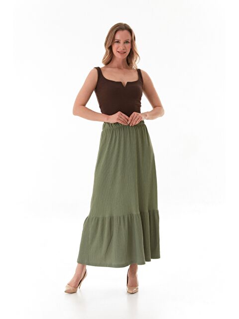 Fullamoda Bürümcük Kumaş Beli Lastikli Etek - S000380830-18194