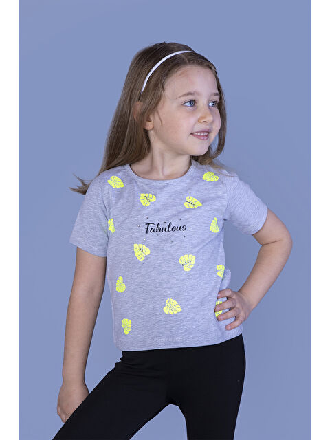 Toontoykids Kız Çocuk Yaprak Desenli Fabulous Baskılı Tişört
