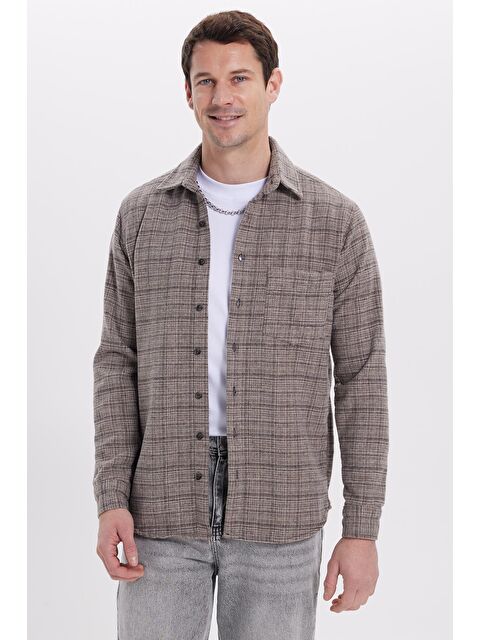 TUDORS Erkek Klasik Fit Rahat Kesim Kışlık Kareli Oduncu Gömlek - S000519908-19413