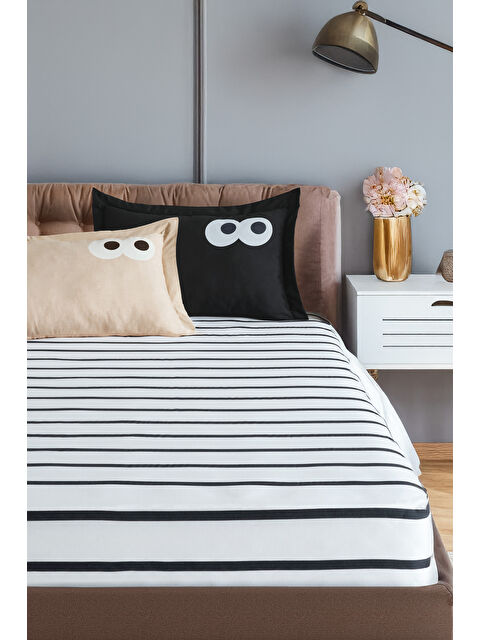 UPSTYLE Pes Lastikli Çarşaf Seti Çift Kişilik Funny Siyah-Kahve - S000362667-37433