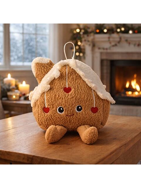 Evidea Soft Kalpli Ev Figürlü Yastık - Kahverengi - 19x22 cm - S000476230-19413