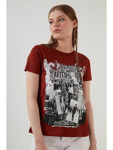 Lela Pamuklu Baskılı Bisiklet Yaka T Shirt 6001004 - S000001229-20013