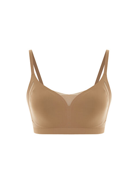 Hnx Kadın Dikişsiz Lazer Kesim Tül Detaylı Çıkarılabilir Pedli Balensiz Konfor Sütyen - S000498947-17365