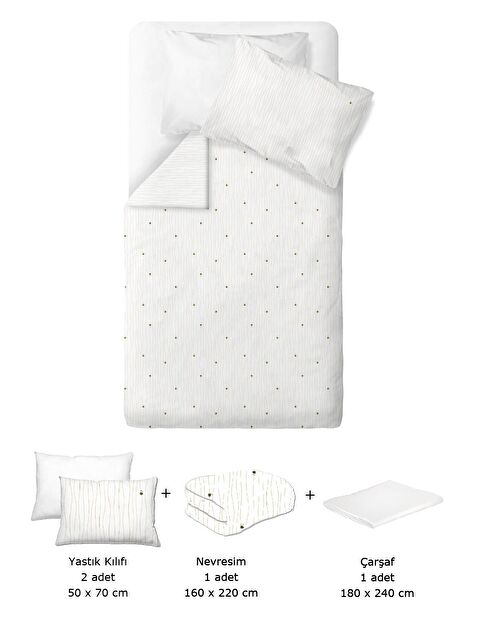 Casadora Baby Happy Bee %100 Pamuk Saten Nakışlı Tek Kişilik Çocuk Nevresim Takımı - S000064601-20063