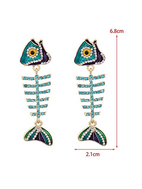 Pelin Aksesuar Mavi Büyük Balık Kılçık Küpe - S000048630-23173