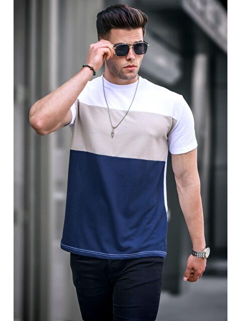 Madmext Madmext Erkek Renk Bloklu Beyaz Tişört 5826 - S000015974-20063