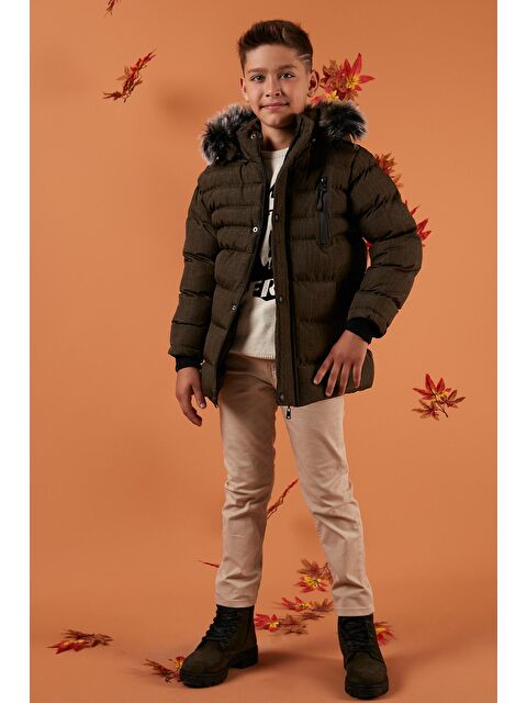 Lela İçi Pelüş Astarlı Çıkarılabilir Kapüşonlu Cepli Kışlık Erkek Çocuk Mont 5760024 - S000000637-18547