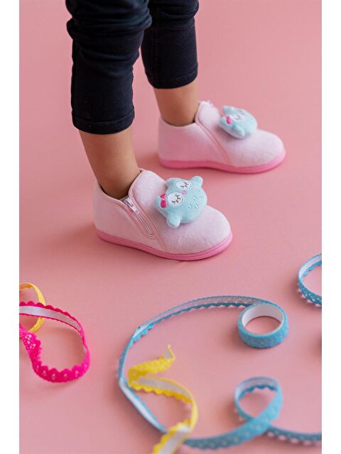 First Step Baykuş Aksesuarlı Fermuarlı Kadife Panduf - S000058170-20024