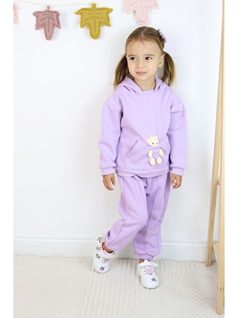 Miss Tuffy Kız Çocuk Ayıcık Oyuncaklı 3 İplik Şardonlu Kapüşonlu Eşofman Takımı - S000265126-20042
