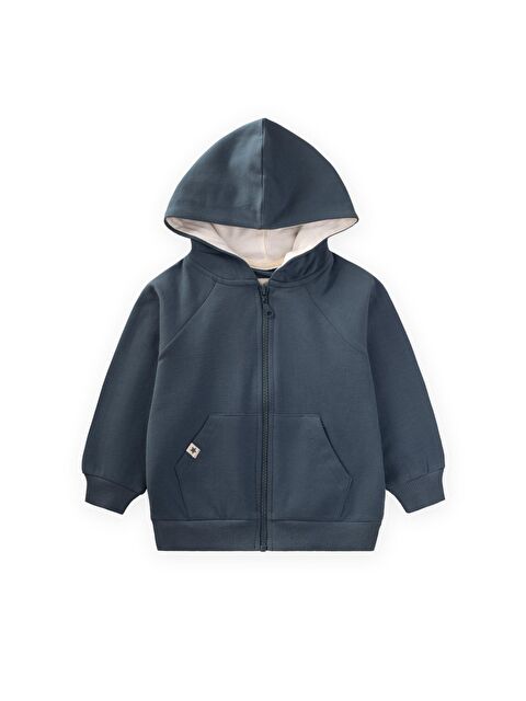 CİGİT Kapüşonlu Fermuarlı Hırka 1-14 Yaş Lacivert - S000439064-21164