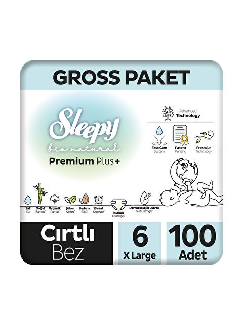 Sleepy Bio Natural Premium Plus Gross Paket Bebek Bezi 6 Numara Xlarge 100 Adet - S000209544-20063