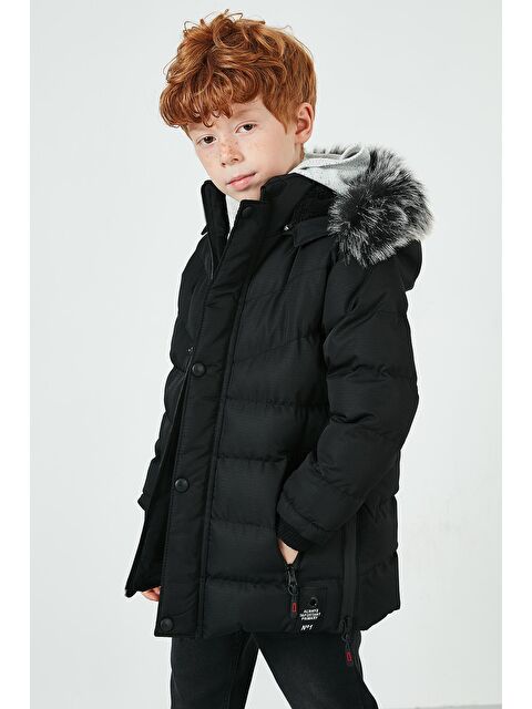 Lela Suni Kürklü Pelüş Astarlı Çıkarılabilir Kapüşonlu Erkek Çocuk Mont 5763028 - S000000714-19351