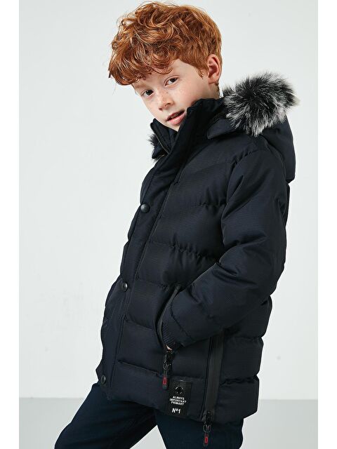 Lela Suni Kürklü Pelüş Astarlı Çıkarılabilir Kapüşonlu Erkek Çocuk Mont 5763028 - S000000714-21164