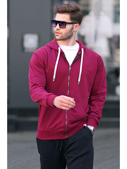 Madmext Bordo  Kapüşonlu Fermuarlı Sweatshirt 6161 - S000079650-19951