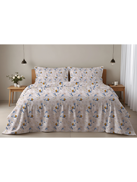 Evmila Modern Vintage Kuş Desenli Çift Kişilik Nevresim (200x220 Cm) - S000497421-19965