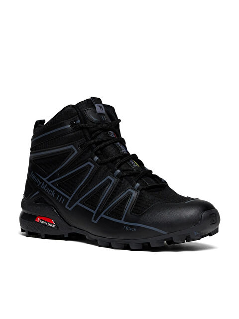 TONNY BLACK Unisex Siyah Rahat Kalıp Şeritli Lastik Bağcıklı Trekking Bot - S000125174-19351